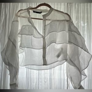 Zara ruffled romantic blouse